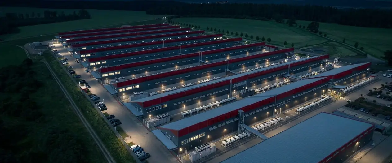 Germany data center at night