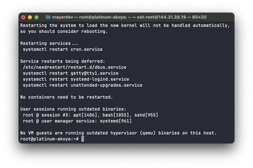 Terminal output of apt update and apt upgrade