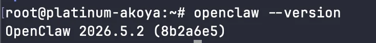 Terminal output of openclaw --version