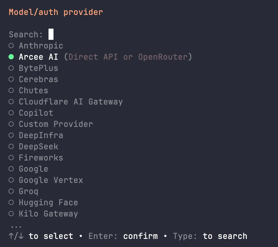Selecting OpenRouter as the AI provider
