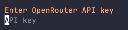 Entering the OpenRouter API key